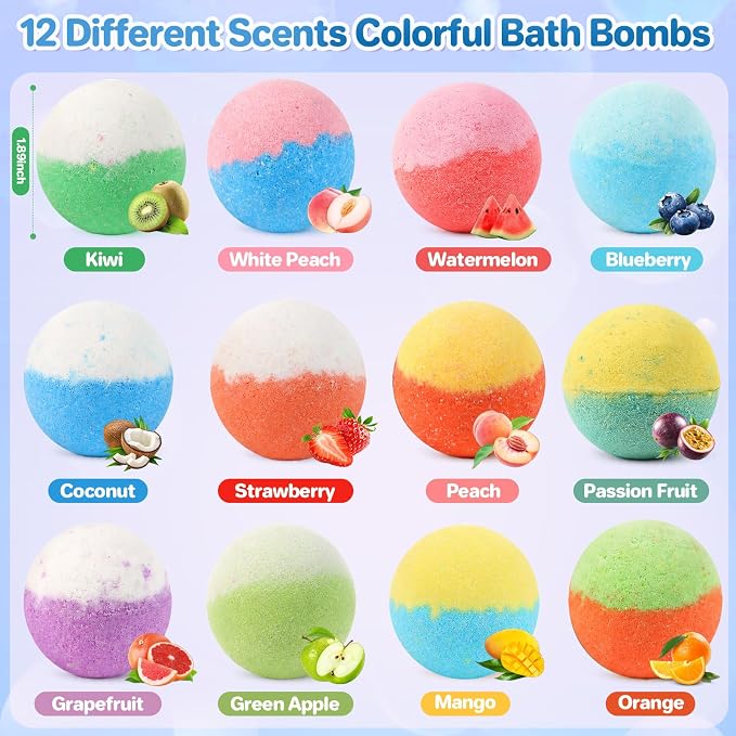 Bath Bombs for Kids with Surprise Inside, 24 Pack Kids Bath Bombs with Toys Inside Gift Set, Kid Bubble Bath Fizzy for Girls Boys with Bath Toys
