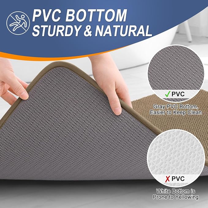 OLANLY Thick Memory Foam Bathroom Rugs 36x24, Soft Absorbent Bath Mat, Tan | Quick Dry Bath Rugs, Non-Slip Carpet, Machine Washable Mats for Bathroom Floor, Tub and Shower, Home Decor Accessories