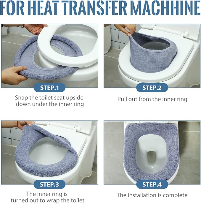 Kingdder 8 Pcs Toilet Seat Cover Washable for Bathroom Elongated Toilet Seat Cushion Pads Soft Stretchable Toilet Seat Warmer Thicker Easy Installation Commode Seat Cover Decors, 8 Colors(Flat)