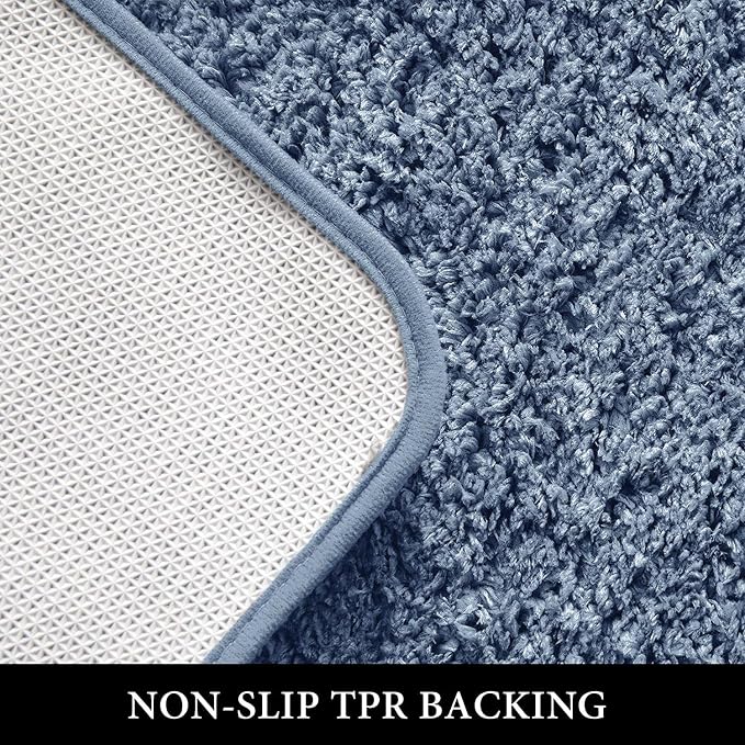 MIULEE Dusty Blue Bathroom Rugs Set 2 Piece Soft Runner Bath Mats 24x44 in | Soft Absorbent Microfiber Bath Rugs, Non Slip, Quick Dry, Fluffy Bath Rugs for Bathroom Floor Tub Showers, Machine Washable