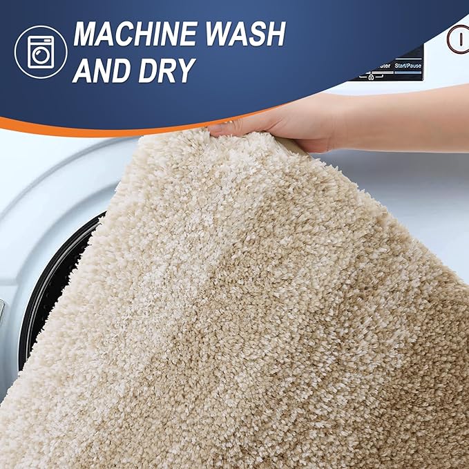 OLANLY Bathroom Runner Rug 59x24, Extra Soft Absorbent Microfiber Bath Rugs | Tan, Non-Slip Quick-Drying Rubber Backing, Machine Washable Long Bath Mat for Floor, Tub and Shower, Home Decor Accessories