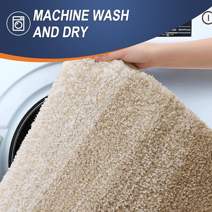 OLANLY Bathroom Rugs Mat 34x21, Extra Soft Absorbent Microfiber Bath Rugs | Tan, Non-Slip Quick-Drying Rubber Backing, Machine Washable Plush Bath Mat for Floor, Tub and Shower, Home Decor Accessories