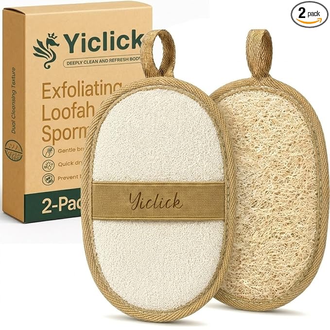 Exfoliating Body Scrubber (2 Pack), Body Exfoliator Scrubber, Exfoliating Sponge for Shower Bath, Shower Loofah Luffa Lufa with Handle, Dead Skin Exfoliator for Body Scrub, Men Women