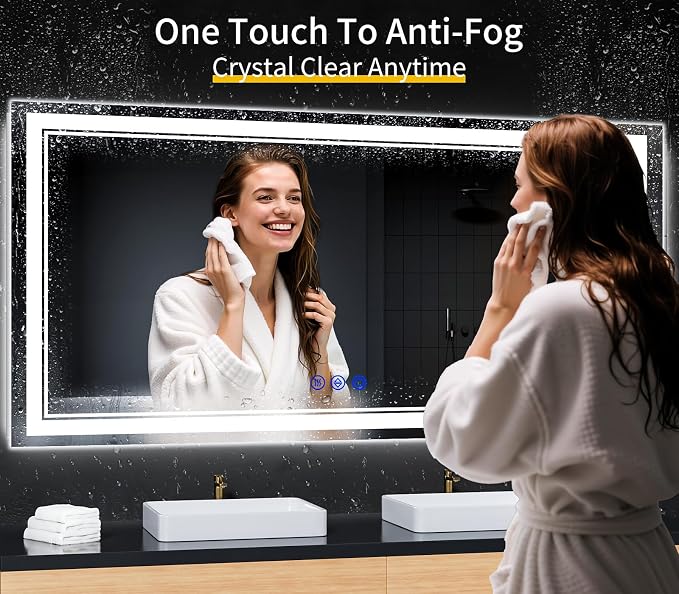 72"x32" LED Bathroom Mirror with Lights,Anti-Fog,3 Color Modes