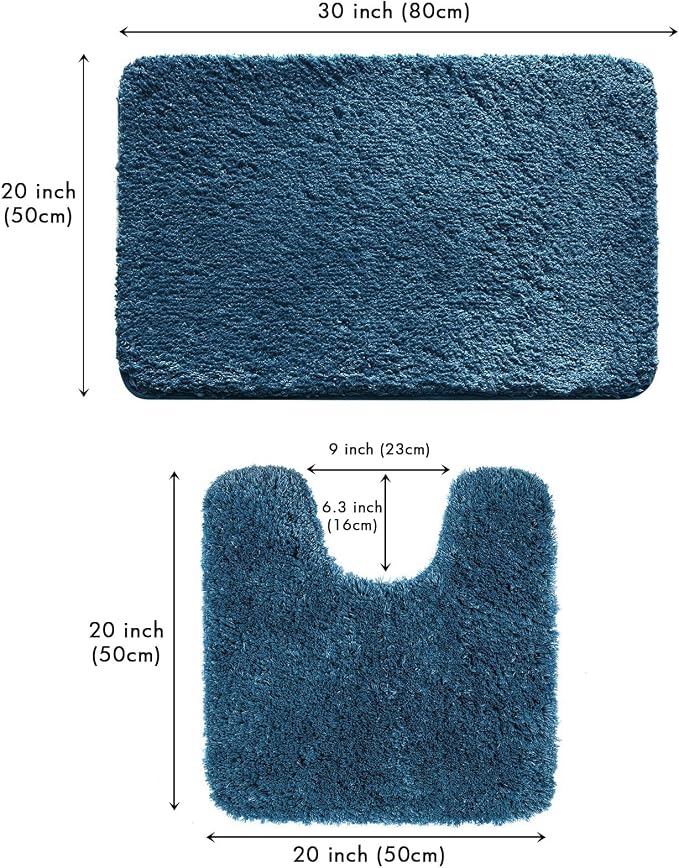 MIULEE Peacock Bathroom Rugs Set 2 Piece Soft Bath Mats 20x20+20x30 Inch | Absorbent Microfiber Bath Mat and U-Shaped Toilet Rug, Non Slip, Quick Dry, for Bathroom Floor Tub Showers, Machine Washable