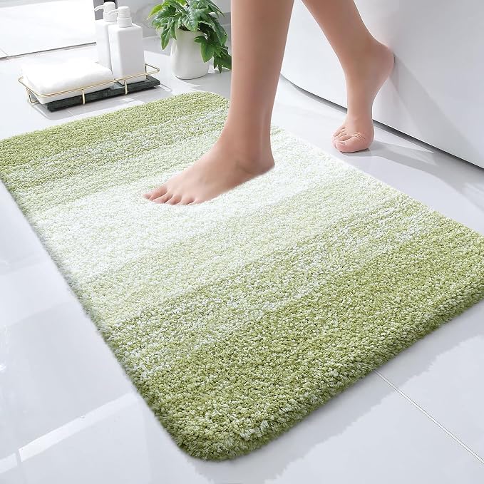 OLANLY Small Bathroom Rugs 24x16, Extra Soft Absorbent Microfiber Bath Rugs | Mustard Yellow, Non-Slip Quick-Drying Rubber Backing, Washable Bath Mat for Floor, Tub and Shower, Home Decor Accessories