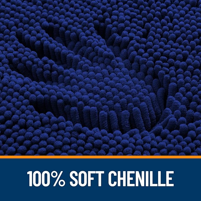 OLANLY Bathroom Rugs 35x24, Extra Soft Absorbent Chenille Bath Rugs | Navy, Quick-Drying Rubber Backing, Machine Washable Bath Mat for Bathroom Floor, Tub and Shower, Home Decor Accessories