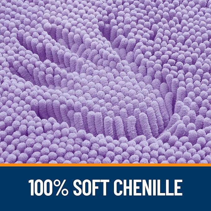 OLANLY Toilet Rugs U-Shaped 24x24, Soft Absorbent Chenille Contour Rugs | Lavender, Quick-Drying Rubber Backing, Machine Washable Non-Slip Shaggy Bathroom Mat for Toilet, Home Decor Accessories