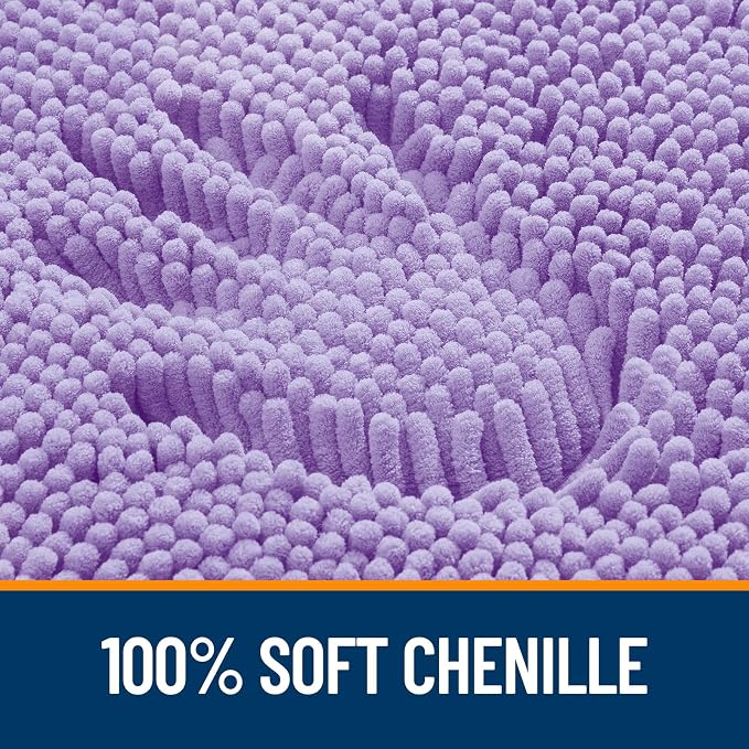 OLANLY Bathroom Runner Rugs 47x20, Extra Soft Absorbent Chenille Bath Rugs | Lavender, Quick-Drying Rubber Backing, Washable Long Bath Mat for Bathroom Floor, Tub and Shower, Home Decor Accessories