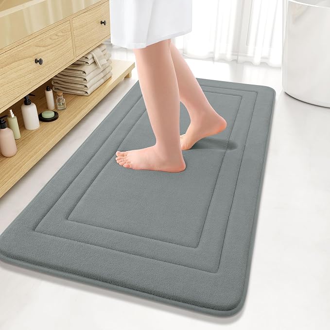 Arotive Memory Foam Bathroom Rug Mat 44x24, Ultra Soft and Absorbent Bath Mat, Machine Wash Dry, Comfortable Bath Rug Carpet for Bathroom Floor, Tub and Shower, Grey
