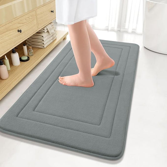 Arotive Memory Foam Bathroom Rug Mat 44x24, Ultra Soft and Absorbent Bath Mat, Machine Wash Dry, Comfortable Bath Rug Carpet for Bathroom Floor, Tub and Shower, Grey