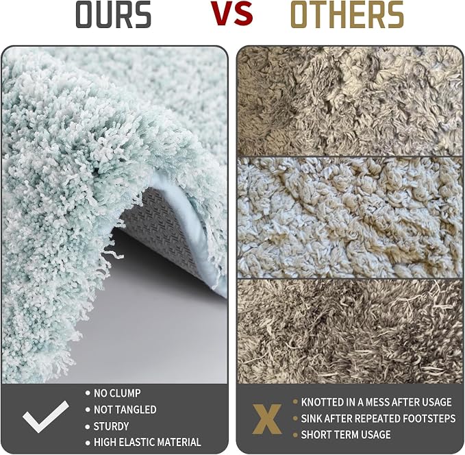 Yimobra Bathroom Rugs Sets 2 Piece, 32x20+24x17, Sky Light Blue & White | Soft Absorbent Microfiber Bath Mat Set, Non Slip, Machine Washable Quick Dry, Plush Shaggy Shower Rugs for Bathroom Floor