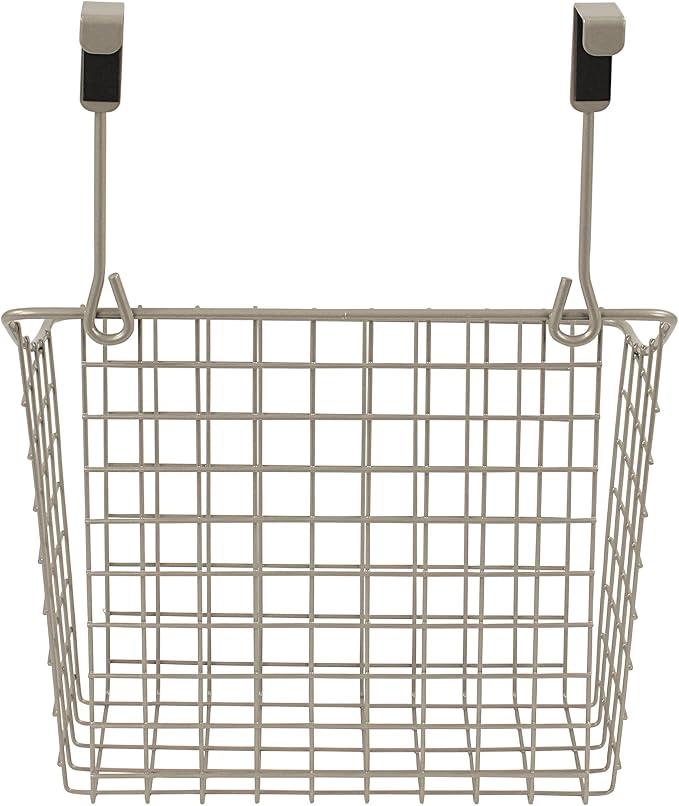 Spectrum Grid Over the Cabinet Wire Storage Basket Large (Satin Nickel Powder Coat) - Organizer for Bathroom, Kitchen, Under Sink, Pantry, Hair Tools, & More (Pack of 2)
