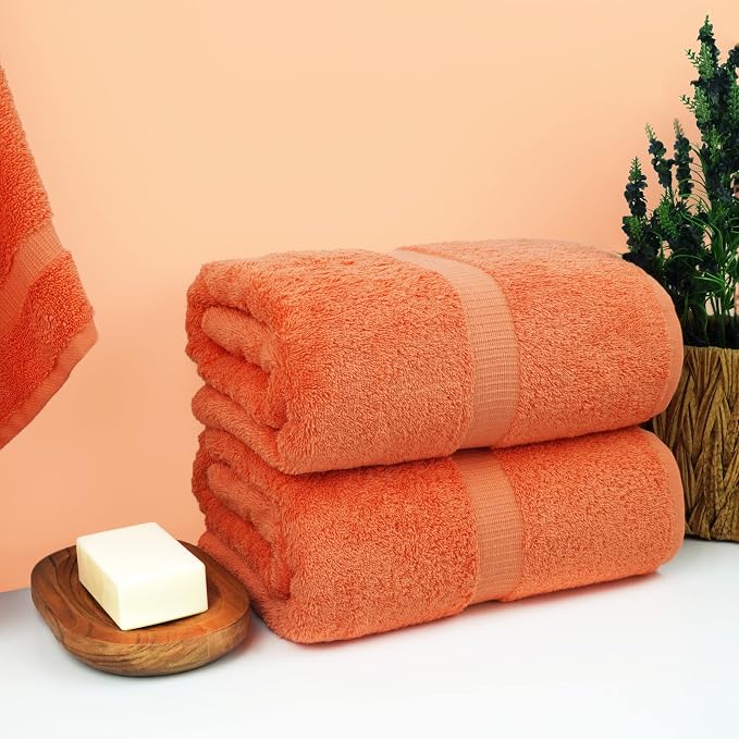 Chakir Turkish Linens, 100% Cotton Premium Quality Turkish Bath Sheets (35''x70'' Large Bath Sheet Towels - Coral) | 100% cotton bath sheets, 35x70 oversized, OEKO-TEX certified, soft plush and absorbent