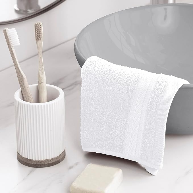 Towel and Linen Mart 100% Cotton- Wash Cloth Set -Pack of 4,Quick Dry,Luxurious,Absorbent,Soft Feel Spa & Hotel Perfect for Daily Use (12X12 White)