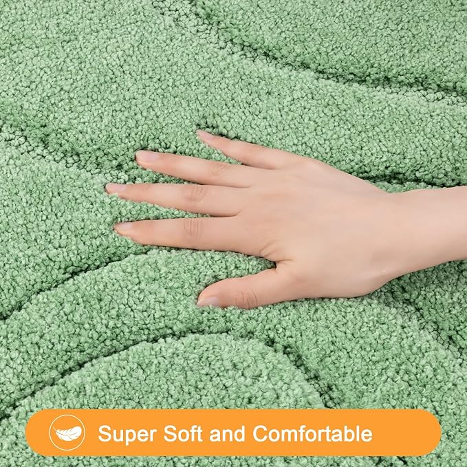 HEBE Bathroom Rugs Sets 5 Piece, Non Slip Washable Absorbent Bath Mat Set | Super Soft Plush Microfiber Bathroom Mats with Runner Set, Solid Bathmat with U-Shaped Toilet Rug Cover Set for Tub, Shower