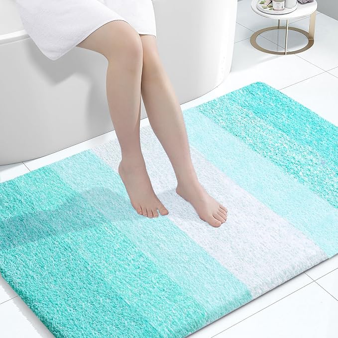 OLANLY Large Bathroom Rugs 44x32, Extra Soft Absorbent Microfiber Bath Rugs | Teal, Non-Slip Quick-Drying Rubber Backing, Machine Washable Plush Bath Mat for Floor, Tub and Shower, Home Decor Accessories
