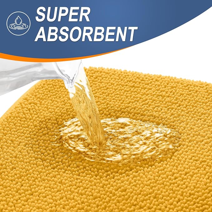OLANLY Memory Foam Bathroom Rugs 36x24, Absorbent Bath Mat, Golden Yellow | Soft Quick Dry Bath Rugs, Non-Slip, Machine Washable Carpet for Bathroom Floor, Tub and Shower, Home Decor Accessories