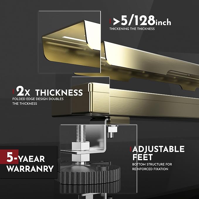 WEBANG 24 Inch Linear Shower Drain Rectangular Floor Drain with Accessories Rainline Pattern Cover Grate Removable SUS304 Stainless Steel CUPC Certified Brushed Gold