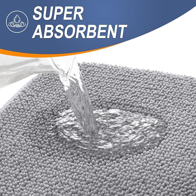 OLANLY Thick Memory Foam Bathroom Rugs 34x21, Soft Absorbent Bath Mat, Grey | Quick Dry Bath Rugs, Non-Slip Carpet, Machine Washable Mats for Bathroom Floor, Tub and Shower, Home Decor Accessories