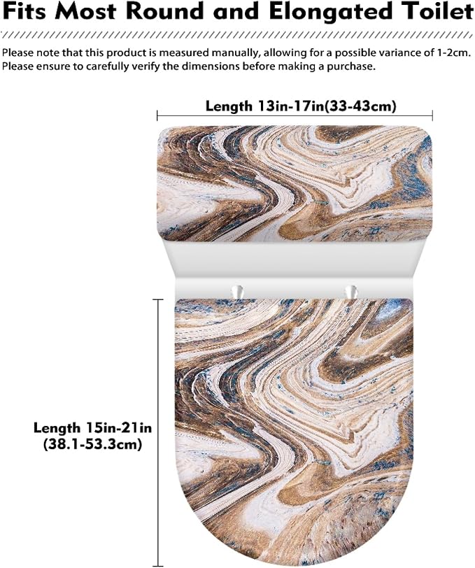 Marble Toilet Lid Covers and Tank Cover Set 2 Pcs Bathroom Toilet Set,Easy to Clean Washable Home Decoration
