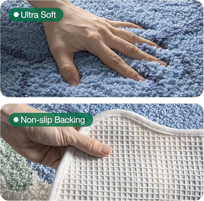 LUMI Cute Animal Bathroom Rugs, Plush Absorbent Bath Mats for Bathroom, Non-Slip Backing Washable Bath Mat, Ideal for Shower Sink Bathtub Room Decor, 24"x40", Blue Sea Turtle