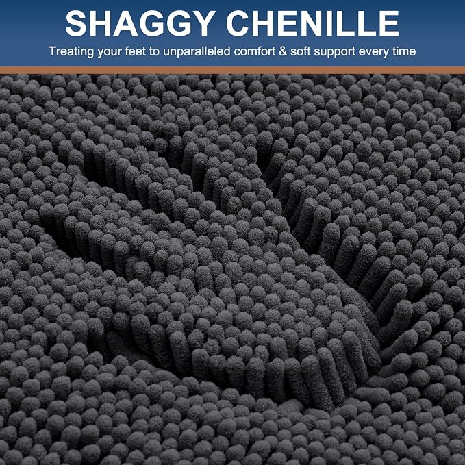 Smiry Bathroom Rugs Sets 2 Piece (30x20+ U Shape 24x20, Charcoal Grey) | Soft Absorbent Machine Washable Non Slip Shaggy Bath Rug Set for Tub, Shower, and Floor, Home Decor