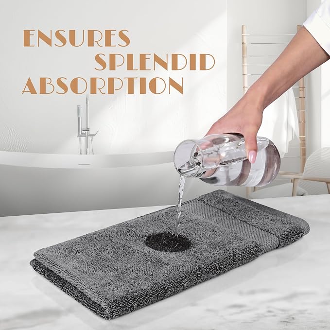 White Classic Gray Hand Towels for Bathroom [12 Pack] Cotton Hand Towel Bulk for Gym, Kitchen and Spa, 16x27 Inches Soft Highly Absorbent Quick Dry Terry Salon Towels