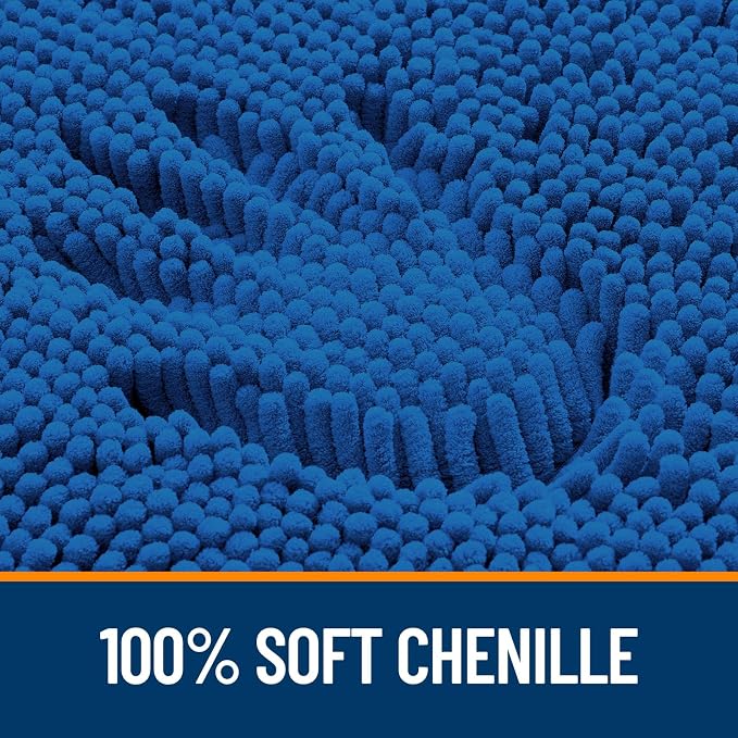 OLANLY Bathroom Runner Rugs 47x17, Extra Soft Absorbent Chenille Bath Rugs | Deep Navy Blue, Quick-Drying Rubber Backing, Machine Washable Long Bath Mat for Bathroom Floor, Tub and Shower, Home Decor