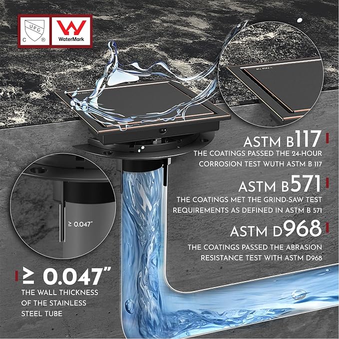 WEBANG 6 Inch Square Shower Drain Bronze Floor Drain with Flange Reversible 2-in-1 Cover Tile Insert Grate Removable SUS304 Stainless Steel CUPC Certified Oil Rubbed Bronze