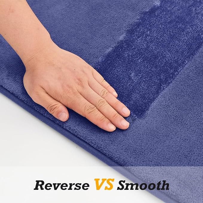 HUXMEYSON Bathroom Rugs Sets 2 Piece, Non-Slip & Quick Dry Bath Mat Set, Ultra Soft Velvet Bath Rugs for Bathroom, Toilet and Shower Floor, Royal Blue