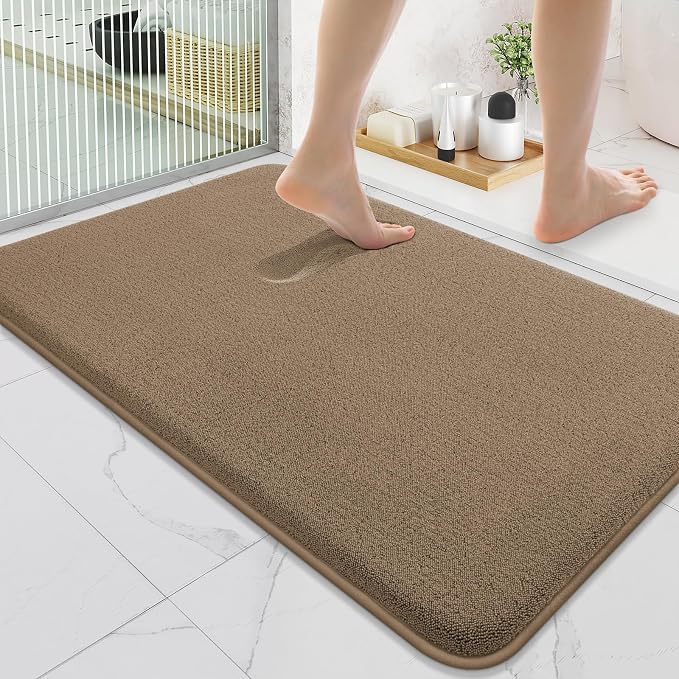 Smiry Memory Foam Bath Mat 36x24, Extra Soft Absorbent Bathroom Rugs | Camel Quick Dry, Machine Washable Bath Mats for Bathroom, Shower, Tub and Home Decor Accessories