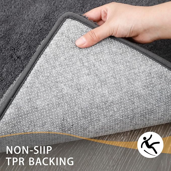 MINIDEAR Bathroom Rugs 32x20 Volcanic Gray - Thick Memory Foam Bath Mat, Ultra Soft & Plush Fluffy, Non-Slip, Quick Dry, Absorbent Washable Floor Microfiber Mat for Tub, Home Decor Accessories