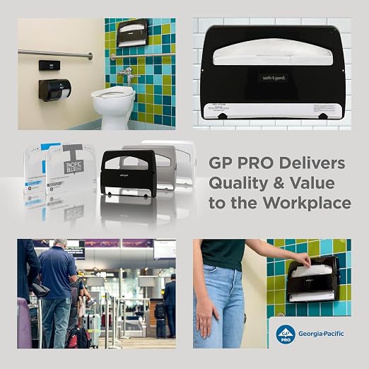 Safe-T-Gard 1/2 Fold Toilet Seat Cover Dispenser by GP PRO (Georgia-Pacific), White, 57710, 16.375" W x 2.500" D x 11.750" H