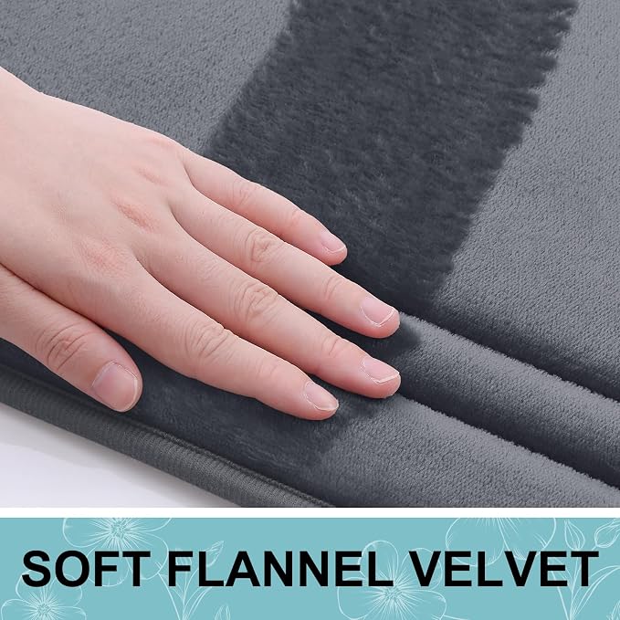 Grandaily Memory Foam Bath Mat Rug 59x24, Ultra Soft, Non-Slip and Absorbent Bathroom Rugs, Machine Wash Dry, Comfortable Bath Carpet for Bathroom Floor, Tub and Shower, Dark Grey