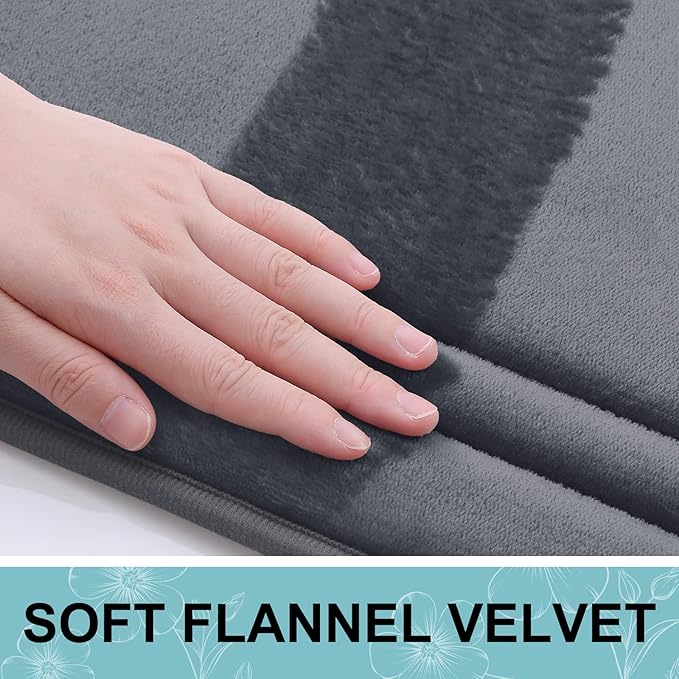 Grandaily Memory Foam Bath Mat Rug 59x20, Ultra Soft, Non-Slip and Absorbent Bathroom Rugs, Machine Wash Dry, Comfortable Bath Carpet for Bathroom Floor, Tub and Shower, Dark Grey