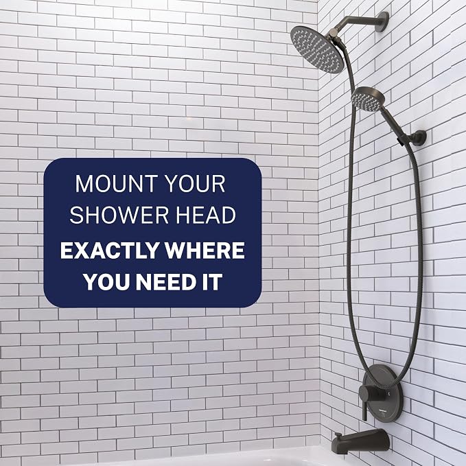 HammerHead Showers Solid Metal Handheld Showerhead Holder Wall Mount, Adjustable Screw-Mounted Pivot Ball, Shower Hose Holder, Fits Most Handheld Showerheads, Matte Black
