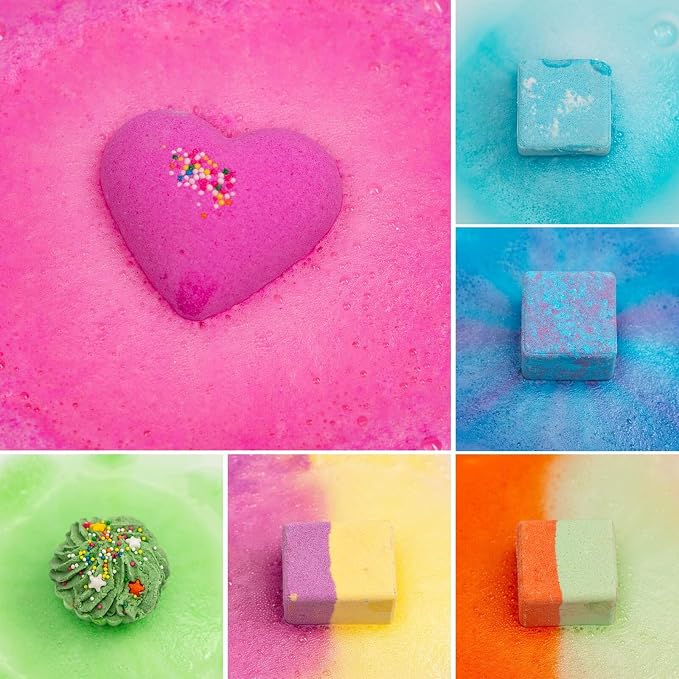 comfso Bath Bombs for Kids, 10 Bath Bomb Gift Set, Natural Bubble Bathbombs | Shea Butter Dry Skin Moisturize, Fizzy Spa Bath for Her Mom Women Kids Girls Girlfriend, Birthday Gifts