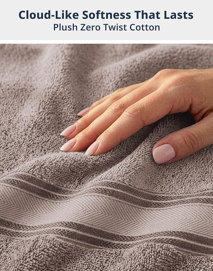 LANE LINEN Towel Set Soft Absorbent Quick Dry 100% Cotton - Platinum | Cotton Bath Towels - Lightweight & Breathable, Fade-Resistant Color, Classic Terry Weave, Densely Woven, Hotel-Style Look