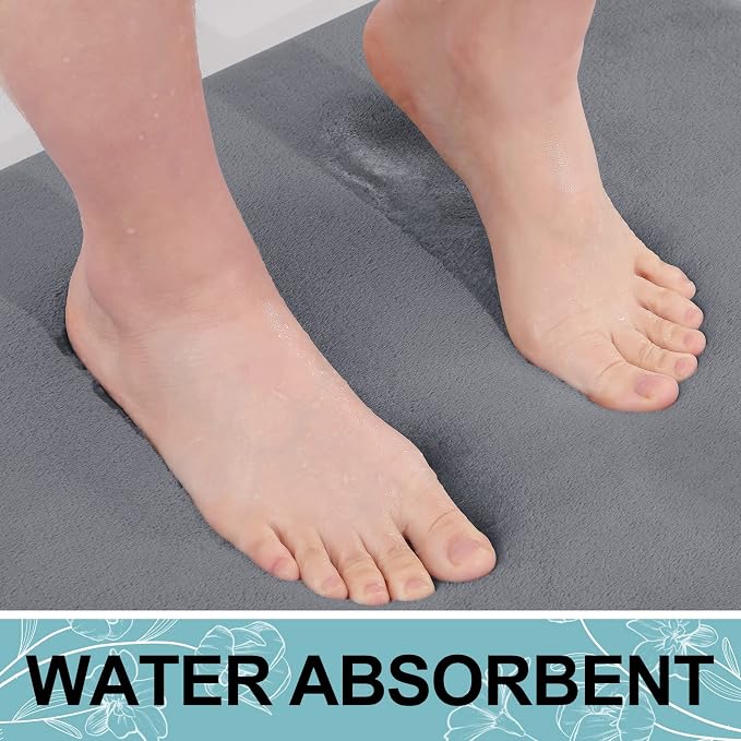 Smiry Memory Foam Toilet Rugs 20x20, Extra Soft Absorbent Bathroom Rugs | Dark Grey, Quick Dry Machine Washable Non-Slip Contour Bath Mat for Toilet