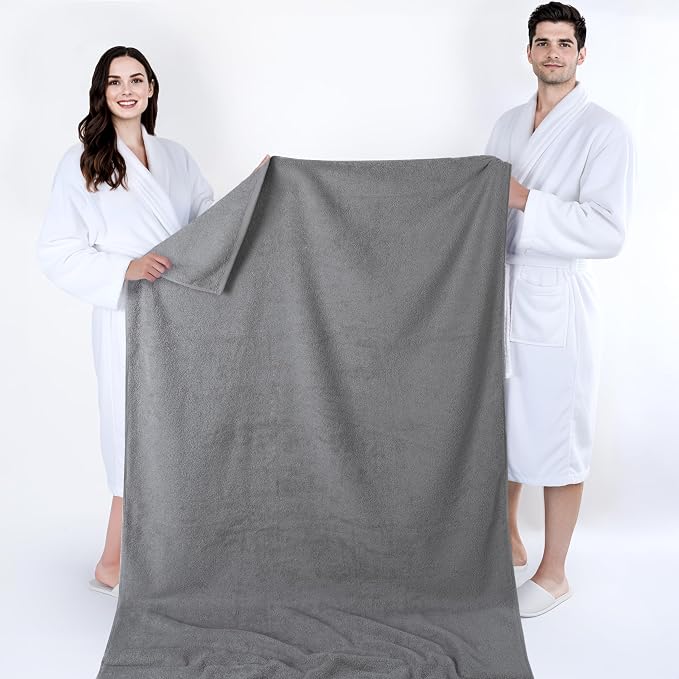 Cotton Paradise 100% Cotton Turkish Towel, Soft Absorbent Quick Dry, 40x80 Oversized Bath Sheet Towel, Light Grey