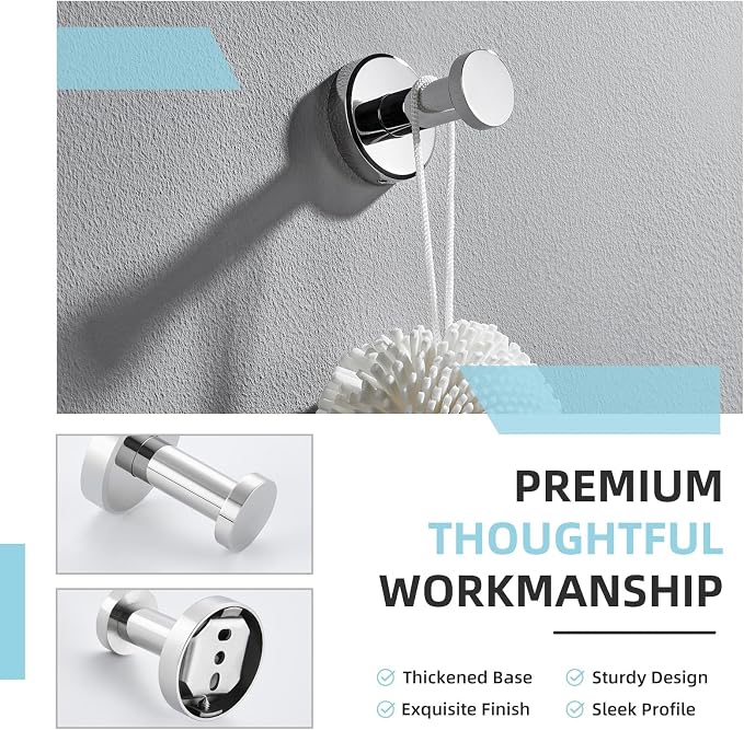 Angle Simple Single Bath Towel Hook, SUS304 Stainless Steel Round Coat Hook Wall Mounted, Robe Hanger for Kitchen Bathroom Polished Chrome