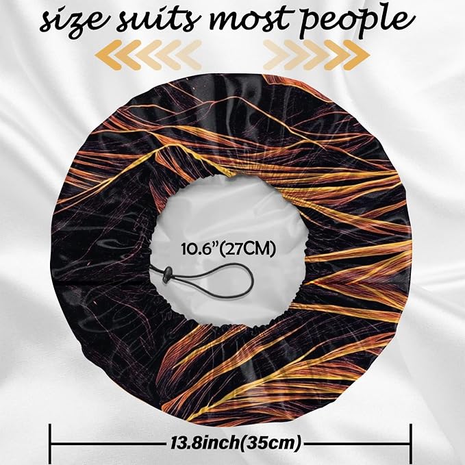 2 PCS Shower Cap Reusable Waterproof Double Layers Hair Caps Shower Bath Adjustable Elastic Hat for Women Girls Cute Aesthetic-Sunset Forest