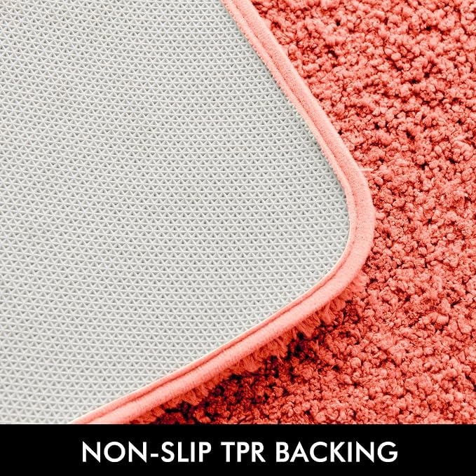 MIULEE Living Coral Bathroom Rugs Set 2 Piece Soft Bath Mats 16x24+20x30 in | Soft Absorbent Microfiber Bath Rugs, Non Slip, Quick Dry, Fluffy Bath Rugs for Bathroom Floor Tub Showers, Machine Washable