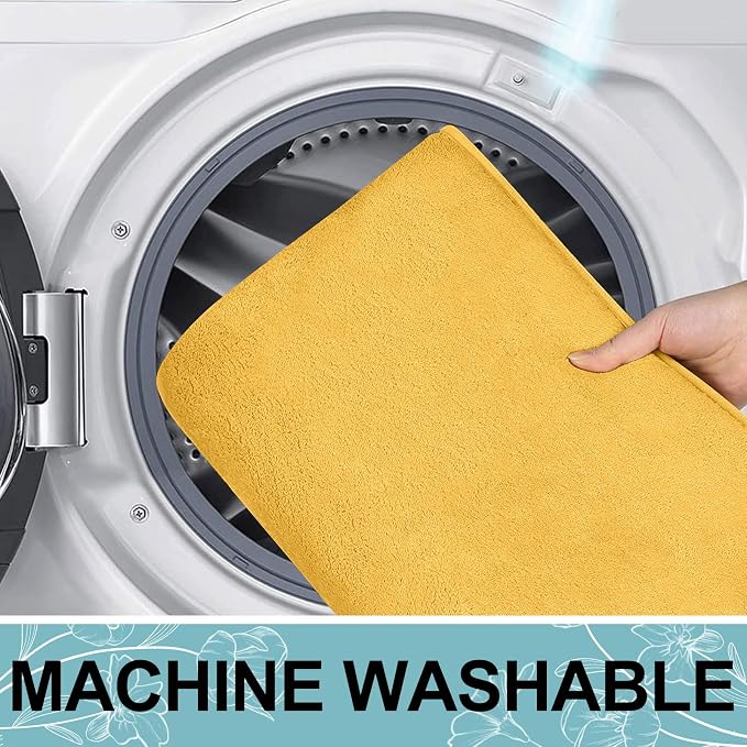 Smiry Memory Foam Bath Mat 36x24, Extra Soft and Absorbent Bathroom Rugs | Yellow, Quick Dry Machine Washable Non-Slip Bath Mat for Bathroom Floor, Shower and Tub