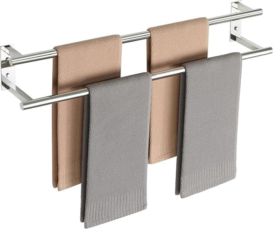 Alise 28‘’ Double Towel Bar for Bathroom Wall Mounted, Polished Chrome | SUS304 Stainless Steel, Bathroom Towel Holder Towel Hanger, Towel Racks for Bathroom, Labatory, Tower Drying Rack Towel Rail