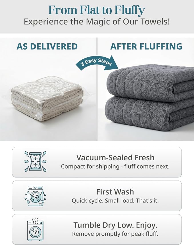 Casa Platino Towel Set Soft Absorbent Quick Dry 100% Cotton - Cool Grey | Cotton Bath Towels - Lightweight & Breathable, Fade-Resistant Color, Classic Terry Weave, Densely Woven, Coordinated Colors