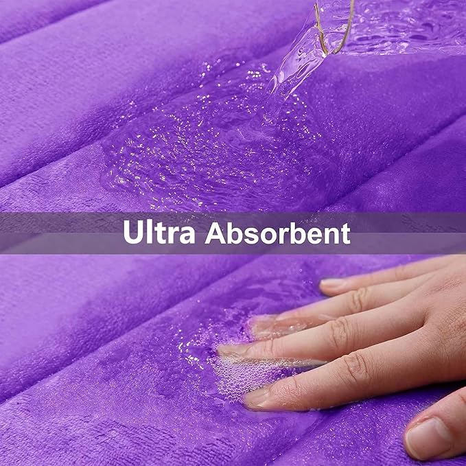 Buganda Memory Foam Bath Mat 47 x 24, Ultra Soft Absorbent Bathroom Rugs | Purple, Machine Washable Quick Dry Bath Mats for Bathroom Floor, Shower and Tub, Home Decor Accessories