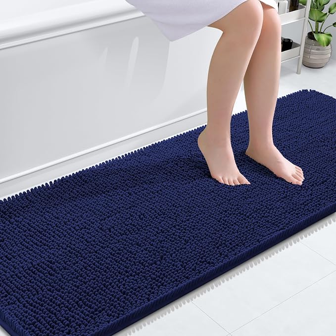 OLANLY Bathroom Runner Rugs 70x24, Extra Soft Absorbent Chenille Bath Rugs | Twilight Sapphire, Quick-Drying Rubber Backing, Machine Washable Long Bath Mat for Bathroom Floor, Tub and Shower, Home Decor