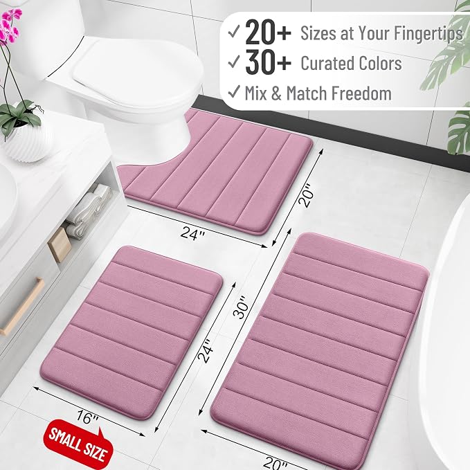 OLANLY Memory Foam Large Bath Mat 70x46, Super Soft Absorbent Bathroom Rugs | Deep Plum, Quick Dry Bath Rug, Machine Washable Shower Floor Mats, Bathmat Carpet for Bathroom Floor, Tub and Shower